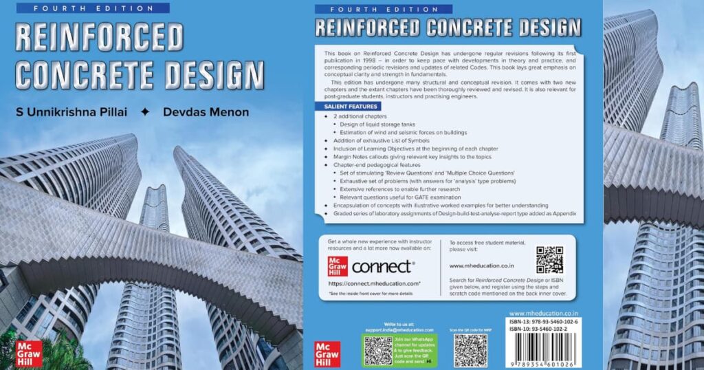 Pillai and Menon Reinforced Concrete Design reference book for Civil Engineering, GATE, and ESE preparation